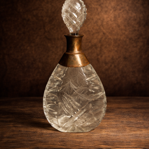 Antique Cut Glass Whisky Decanter with Brass Collar (Large Size | 100+ Years Old)