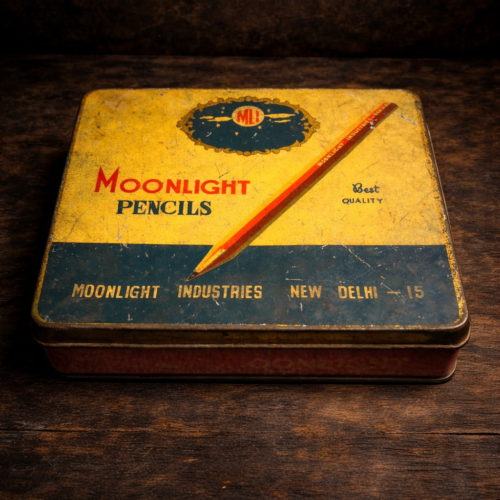 Vintage “Moonlight Pencils” Storage Tin Box