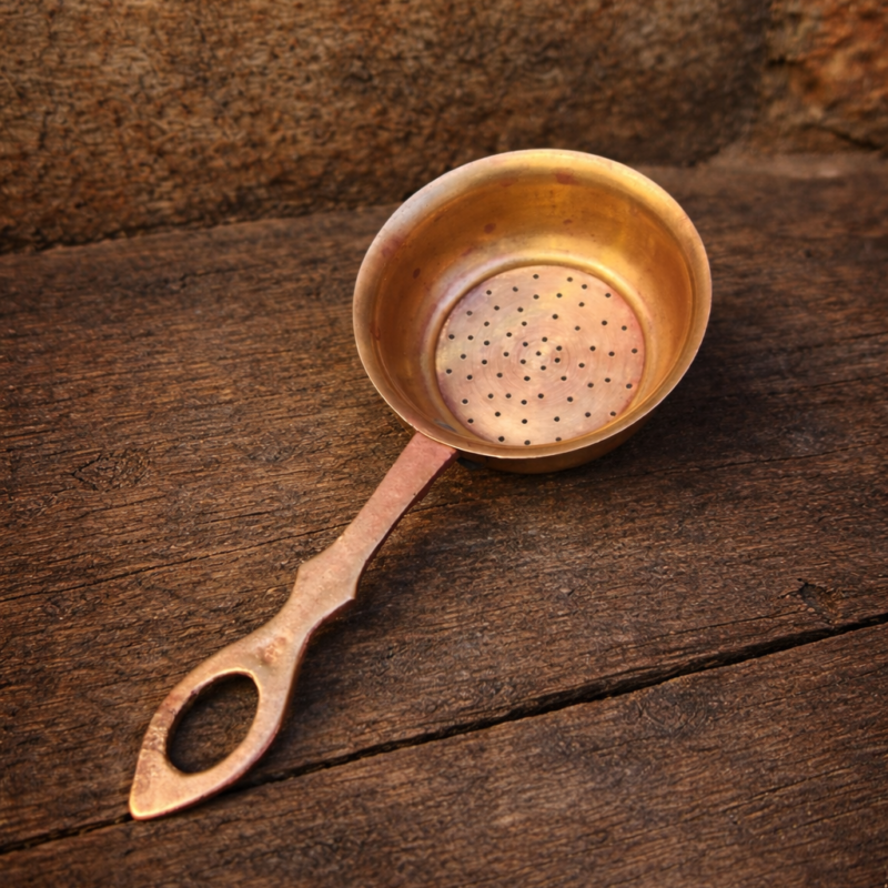 Vintage brass tea strainer