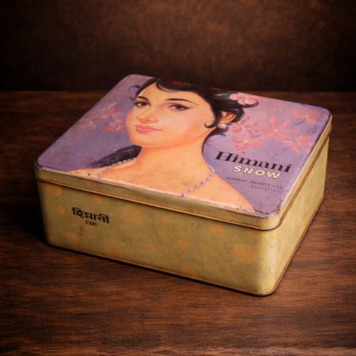 Vintage Himani Snow Cream Tin Box (Classic Indian Beauty Collectible)