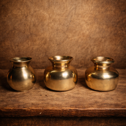 Vintage bronze and brass 3 pcs pots set
