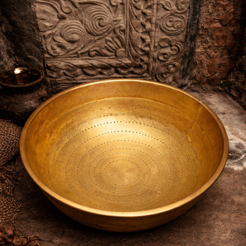 Vintage Brass Strainer Bowl (Traditional Rice & Dal Washer)