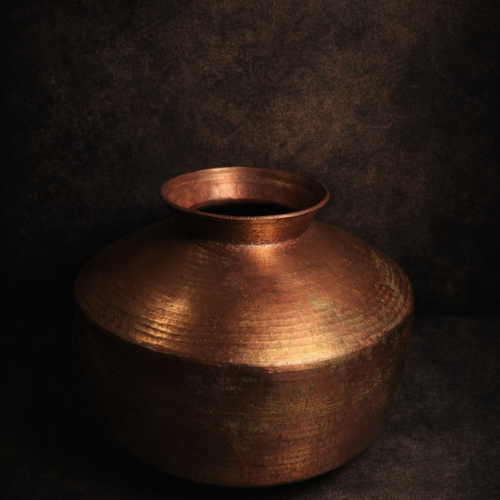 Vintage bronze large size solid weight pot