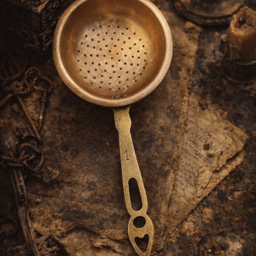 Vintage brass tea strainer