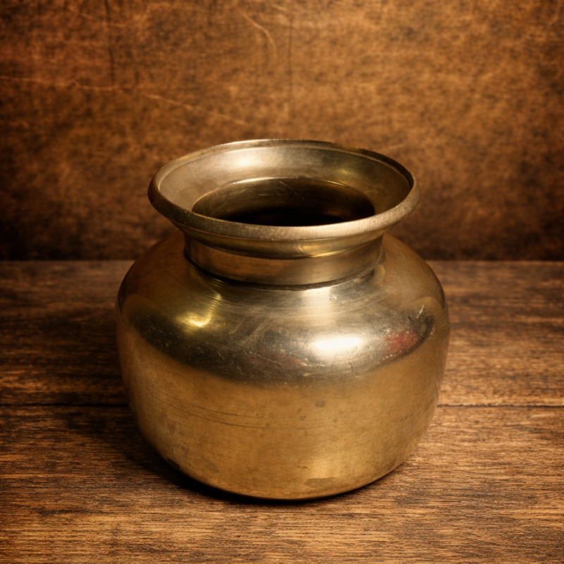 Vintage brass german silver pot