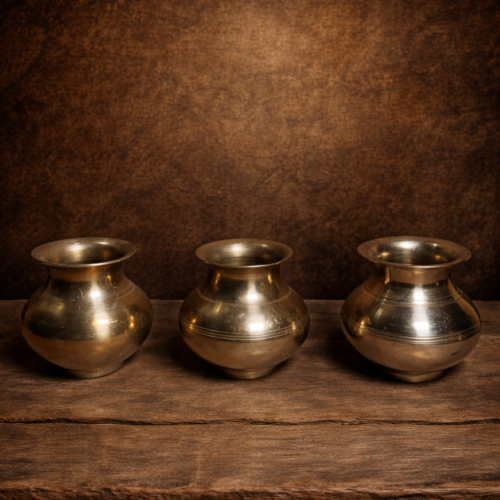 Vintage brass white polished 3 pcs pots set