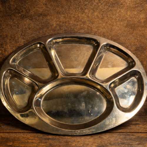 Vintage Brass White Polished Multi-Section Serving Tray