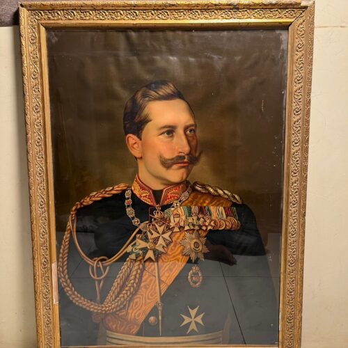 Antique German Emperor (Kaiser) Portrait Oleograph – 120+ Years Old