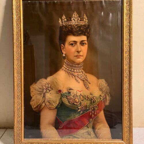 Antique Queen Alexandra Portrait Oleograph (120+ Years Old) – British Royal Artwork