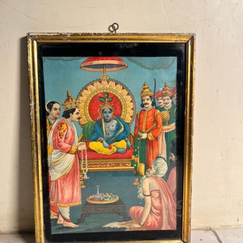Vintage Ram Darbar Artwork with Original Antique Frame