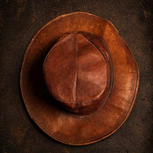 Vintage Genuine Leather Hat (Classic Rustic Finish)