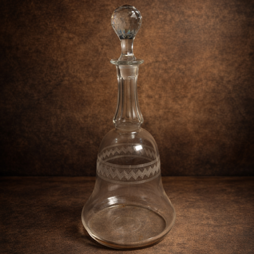 Vintage Cut Glass Decanter with Faceted Stopper