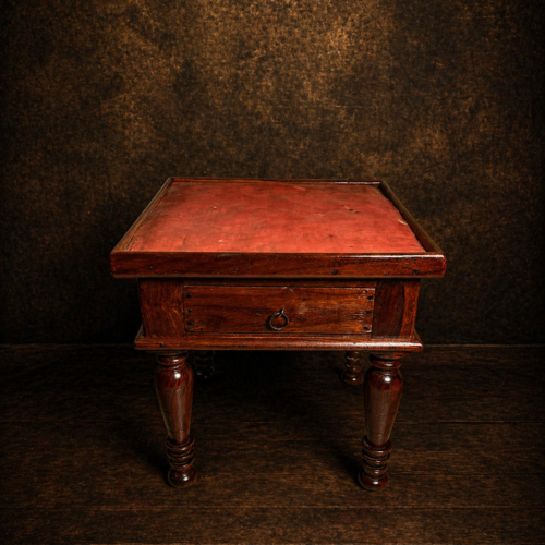 Antique Kanari (Zardozi) Work Table with Drawer – Traditional Artisan Table