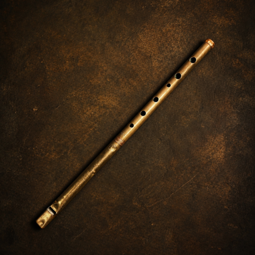Vintage Brass Folk Flute / Traditional Wind Instrument | Handcrafted Musical Collectible