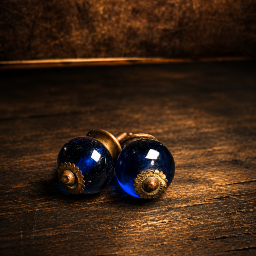 Rare Vintage Cobalt Blue Glass Door Knobs (Pair)