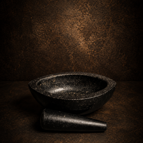 Rare Vintage Black Stone Mortar & Pestle (Khalbatta) – Handcrafted Grinding Set