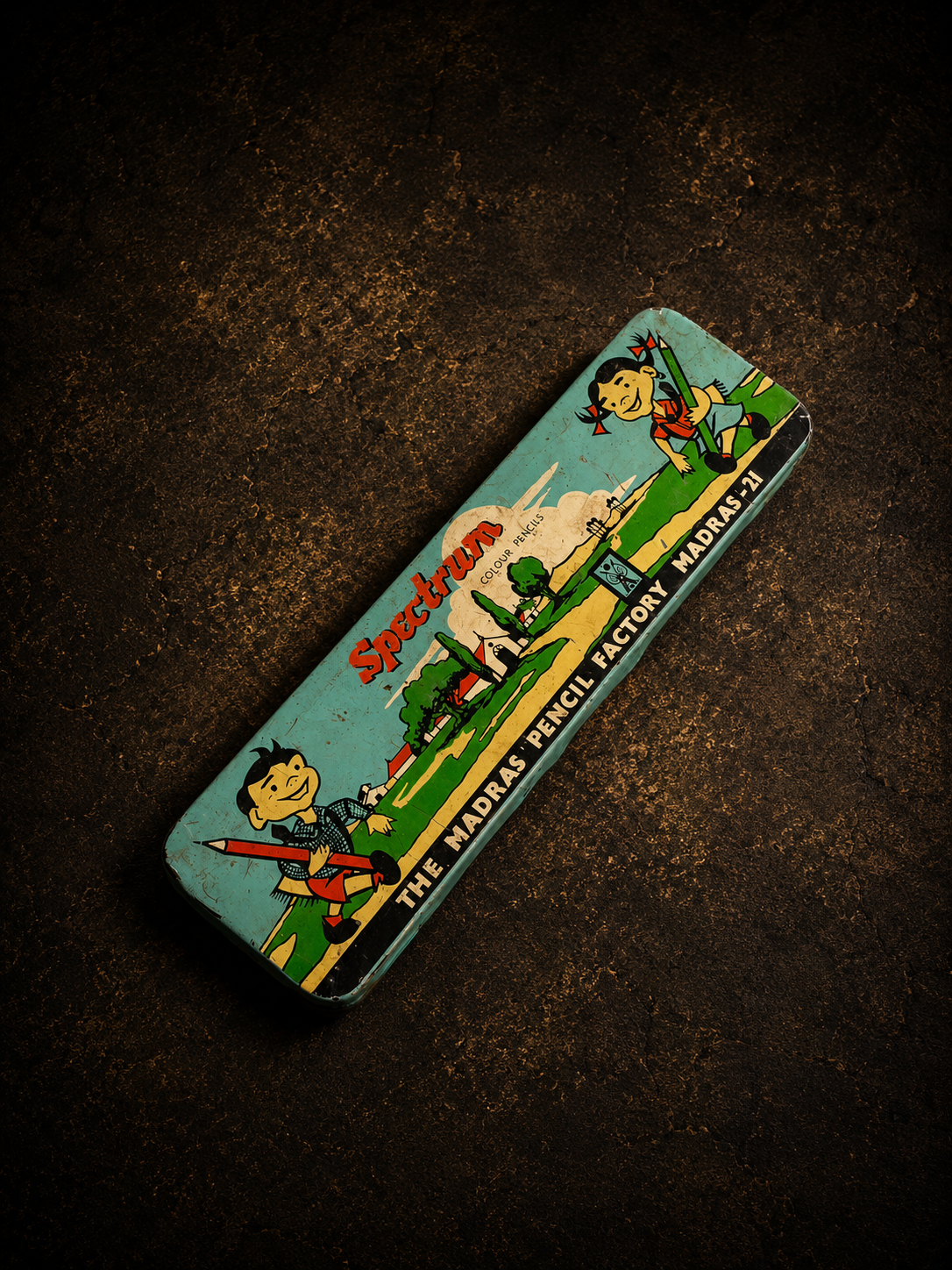 Rare Vintage “Spectrum” Colour Pencil Tin Box – Madras Pencil Factory Collectible
