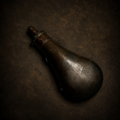 Rare Antique Brass Powder Flask | Vintage Hunting & Colonial Collectible