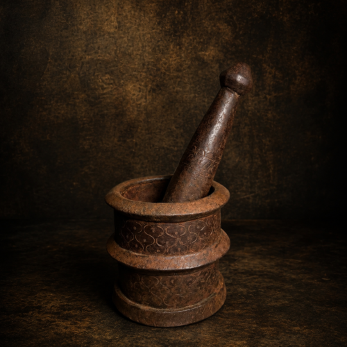 Antique Handcrafted Iron Mortar & Pestle