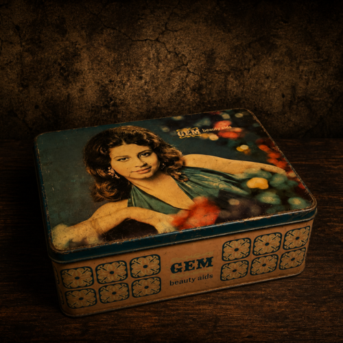 Vintage GEM Beauty Aids Tin Storage Box