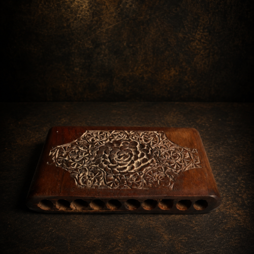 Rare Antique Hand-Carved Wooden Cigarette / Cigar Holder Case | Handmade Floral Kalam Work Box