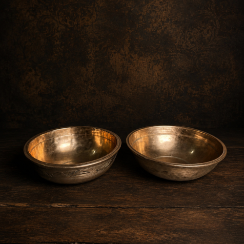 Handcrafted Kansa Bowls Set | Traditional Bronze Serving Bowls | Vintage Indian Kansa Pair