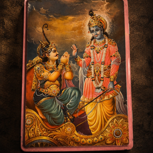 Rare Vintage Parley’s Mythological Tin Box – Krishna & Arjun Printed Storage Box
