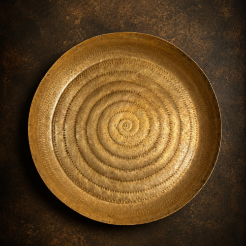 Vintage Hand-Hammered Brass Parat | Traditional Brass Serving & Ritual Tray | Large Rustic Collectible