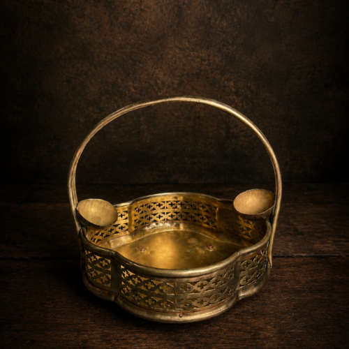 Vintage brass flower basket