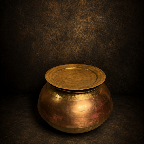 Vintage Brass Haandi with Original Brass Lid