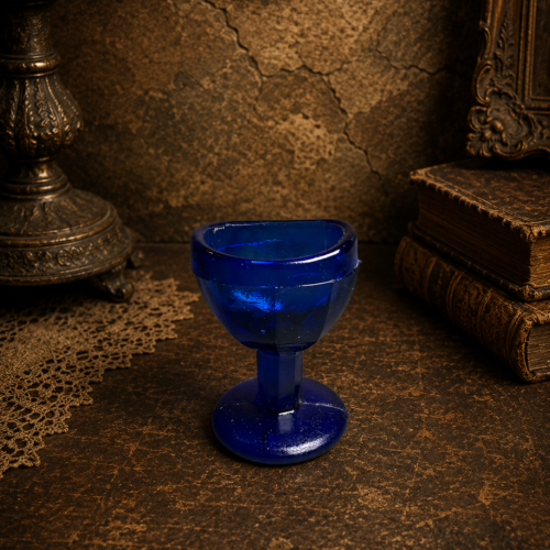 Vintage Cobalt Blue Glass Pedestal Cup