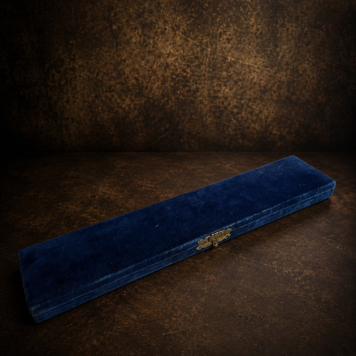Vintage Blue Velvet Jewellery Box with Satin Interior