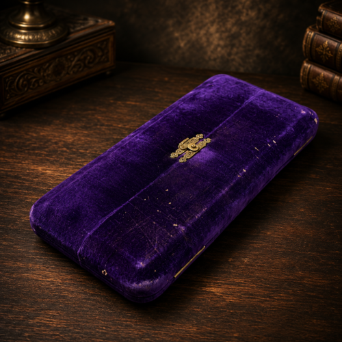 Vintage Purple Velvet Jewellery Box with Satin Interior
