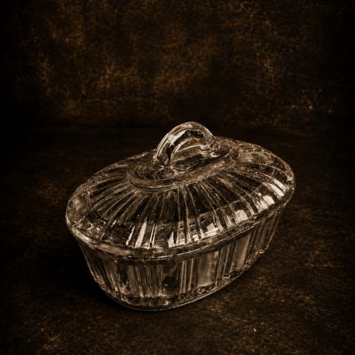 Vintage Glass Soap Box with Lid | Rare Old Bathroom Vanity Soap Dish