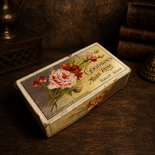 Original Vintage Goodwin's Moss Rose Toilet Soap Advertising Box