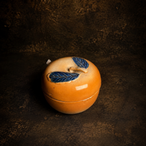 Vintage Apple Shaped Ceramic Jar with Lid | Decorative Collectible Storage Bowl