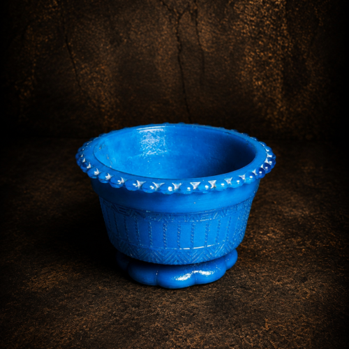 Rare Vintage Blue Opaline Glass Bowl – Elegant Heritage Decorative Piece