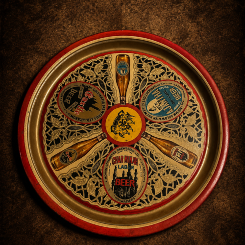 Vintage Char Minar Lager Beer Advertising Serving Tray