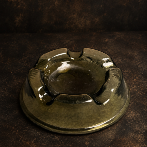 Rare Vintage Smoky Glass Ashtray | Mid-Century Collectible Décor Piece