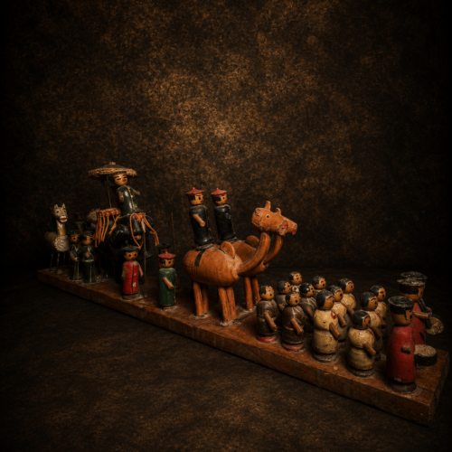 Rare Vintage Wooden Hand-Painted Baarat Procession