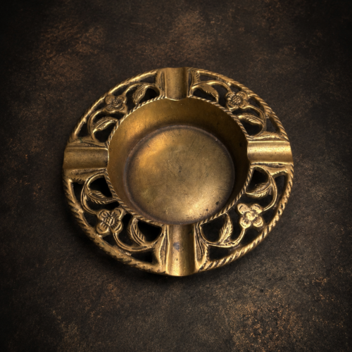 Vintage Brass Floral Ashtray