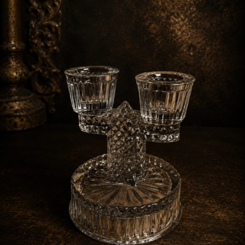 Vintage Pressed Glass Double Candle Holder