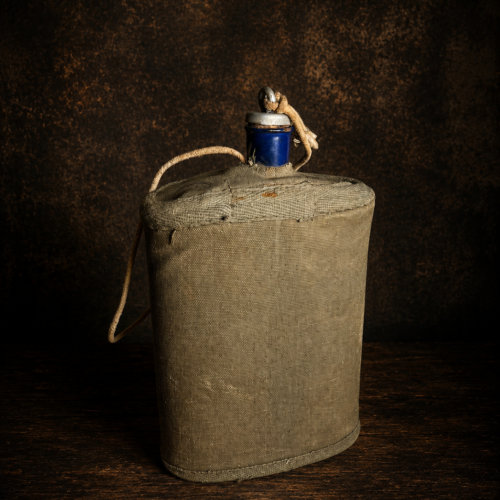 Original Vintage Canvas Covered Water Bottle with Original Stopper