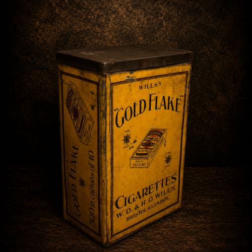 Vintage Wills’s Gold Flake Cigarette Tin Box – Rare British Collectible | Bristol & London Era
