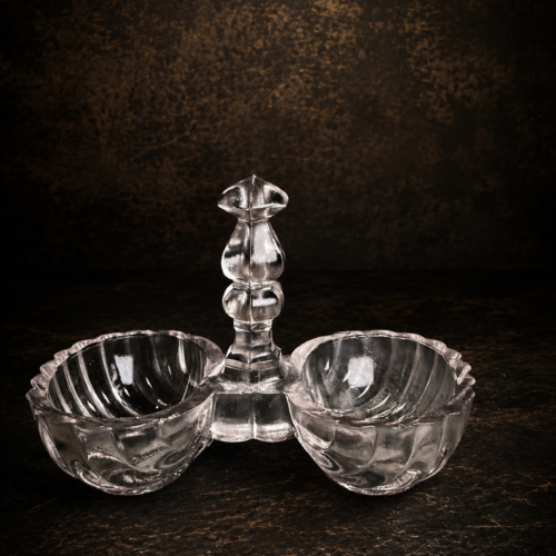 Rare Vintage Double Glass Serving Bowl – Elegant Heritage Tableware