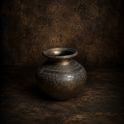 Original Hand-Carved Vintage Brass Pot (Small Size)