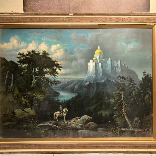 Antique European Castle Landscape Chromolithograph (Circa 1910–1920)