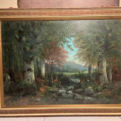 Antique European Forest Landscape Chromolithograph (Circa 1910–1920)