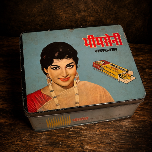 Vintage Bhimseni Kajal Advertising Tin Storage Box