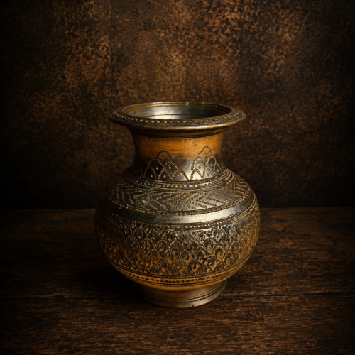 Small Size Hand-Carved Brass Pot (Very Old) – Website Content